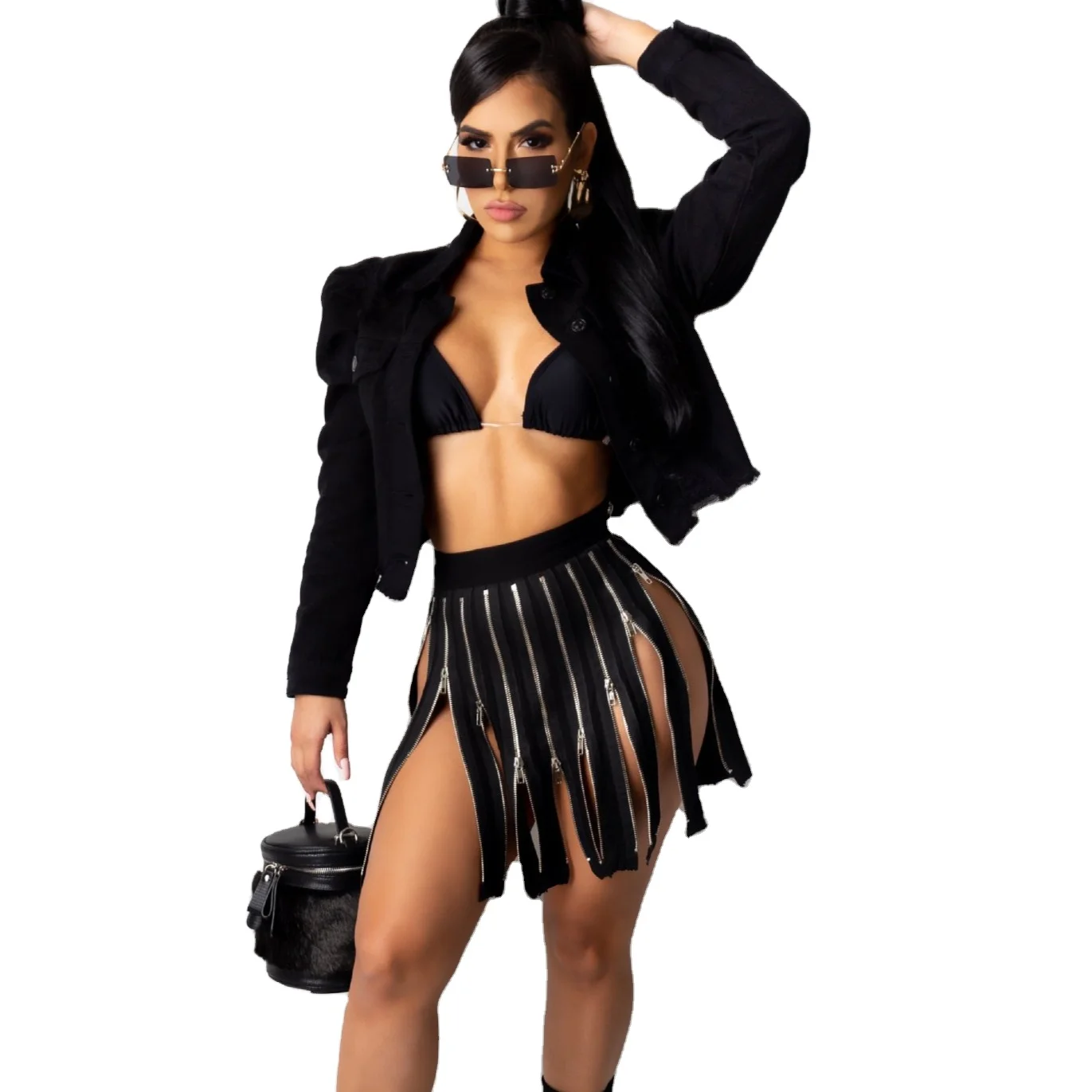 

2021 new arrivals summer fashion women sexy zipper short mini skirt for ladies