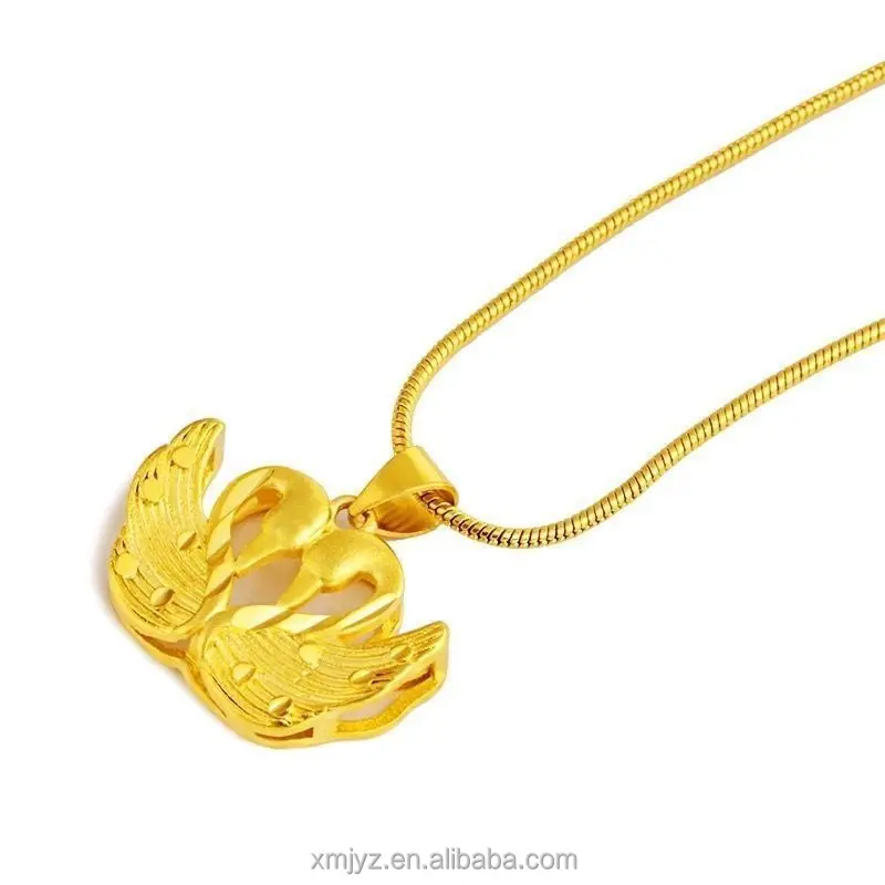 

Copper-Plated Gold Craft Hollow Double Swan Pendant Necklace Female Imitation Gold Accessories Alluvial Gold In Stock