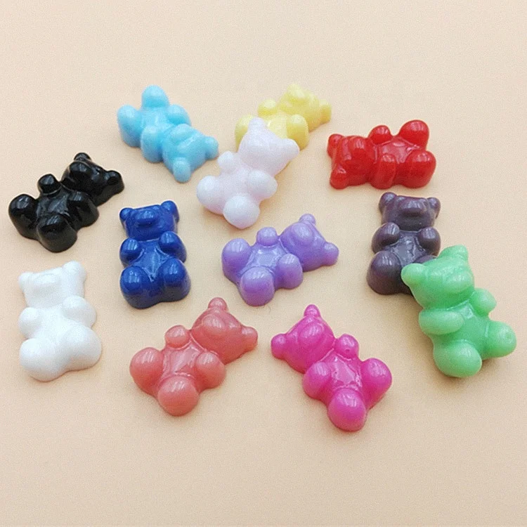 

Paso Sico Popular Solid Color 11*17mm 12 Options Lovely Gummy Bear Kawaii Resin Nail Art Decorations Charms