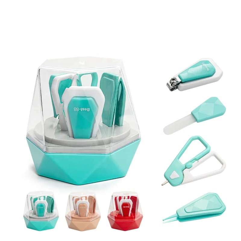 

Wingether Amazon Hot Sell In Stock Eco-friendly Infant 4 In 1 Babi Care Tool Babi Manicure Kit Baby Care Kit Newborn Gift Set