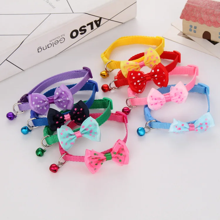 

Manufacturer wholesale multi-colors nylon cat dog collar with bow bell, Pink,green,blue,red,yellow,purple