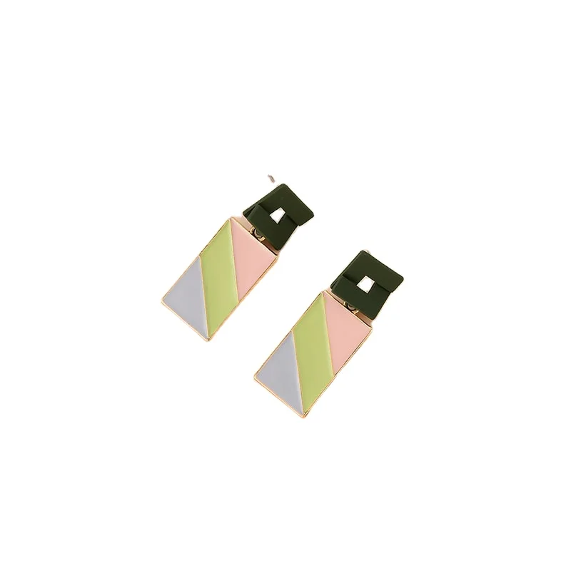 

PUSHI temperament personality elegant jewelry new arrival rectangle design color handmade acrylic earring for women