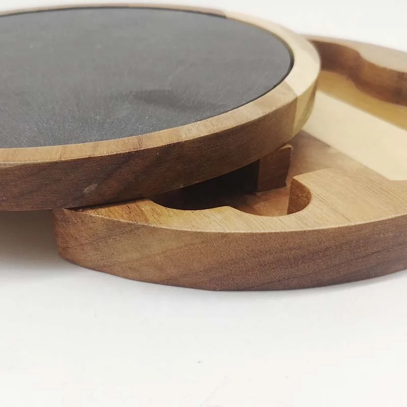 
Wholesale Acacia Wooden Natural Slate Blank Cheese Board And Knife Set 
