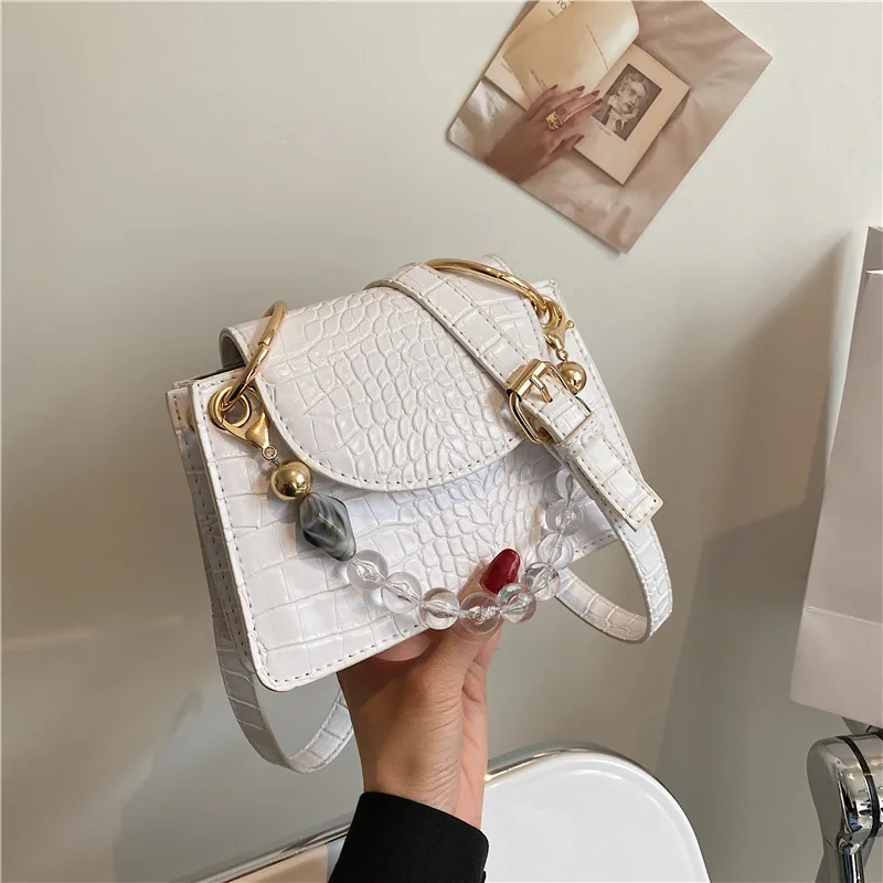 

2021 summer fashion texture crocodile pattern hand bags small square messenger bag