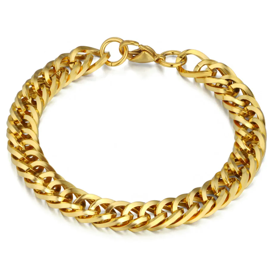 

HPXmas Wholesale Mens Bracelets Alloy Cuban Link Dubai Gold Chain Women Bracelet Fashion Jewelry Gift