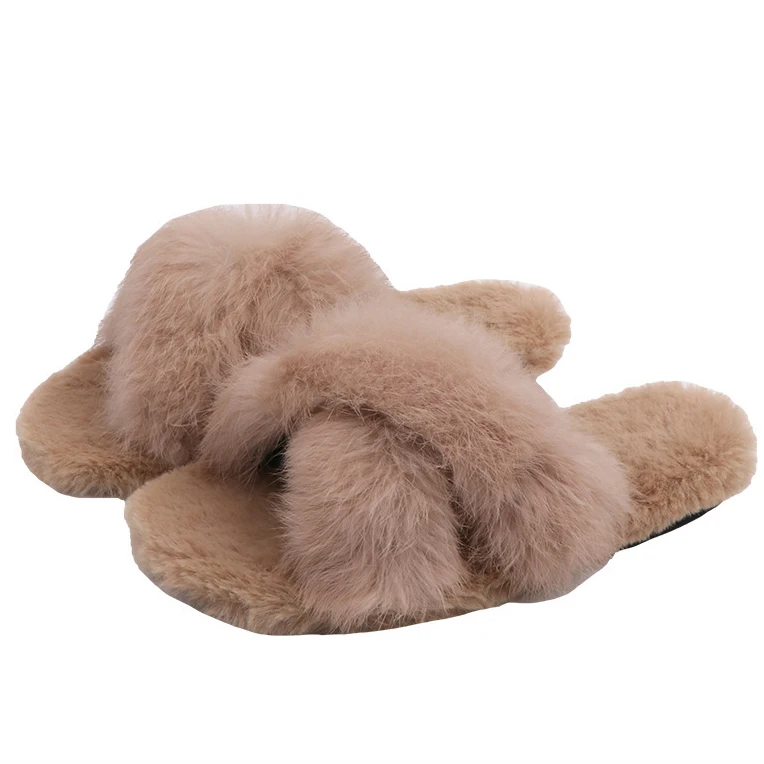 
Slippers cute faux rabbit fur kids soft black slippers summer winter spring plush custom  (1600060776859)