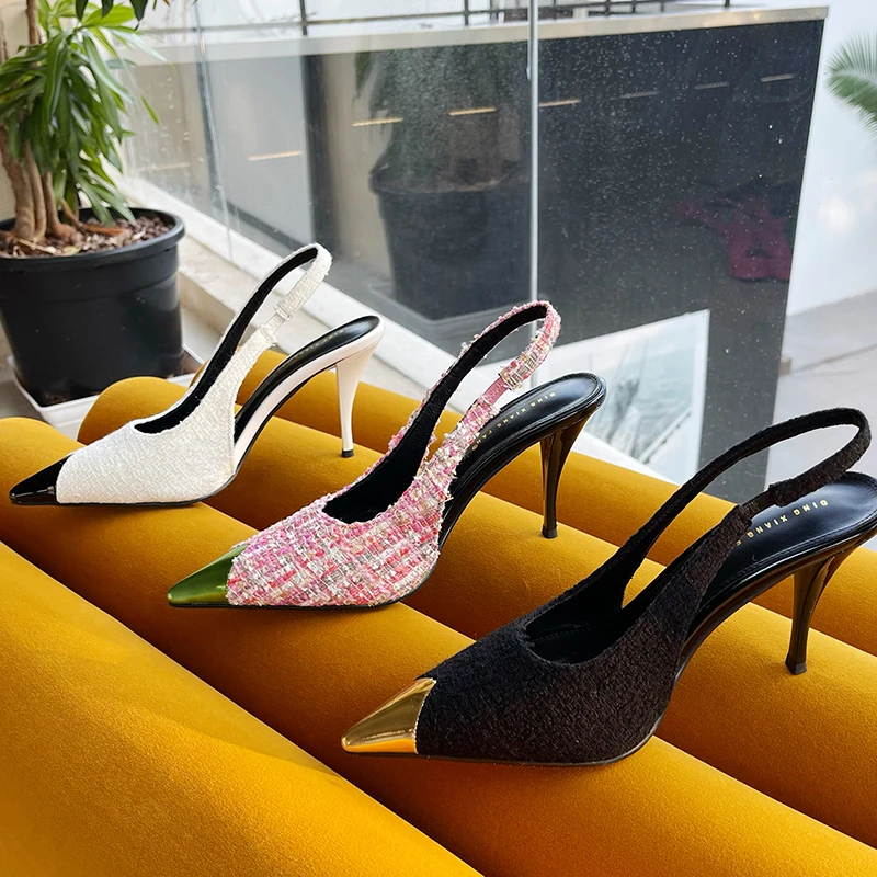 

Pointed thin heel sandals fashion Baotou back empty high heels simple temperament shallow mouth women's shoes