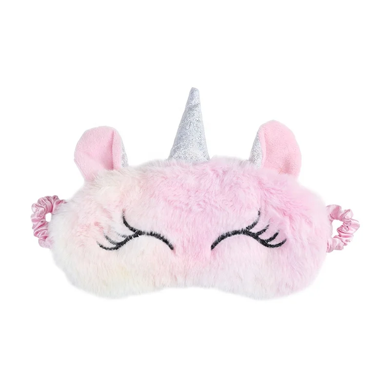 

2022 embroidery sleeping blinder 3D plush unicorn kids eye mask for sleeping