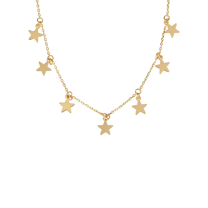 

Minimalist Jewelry Chains Charm Silver 925 Gold Plated Dainty Star Choker Necklace Ladies