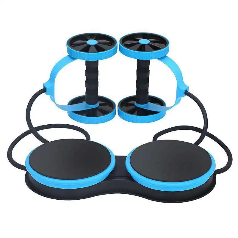 

Wholesale Yoga Double AB Wheels Roller Multi-functional Rueda Abdominal With Stretch Elastic Resistance Pull Rope, Optional