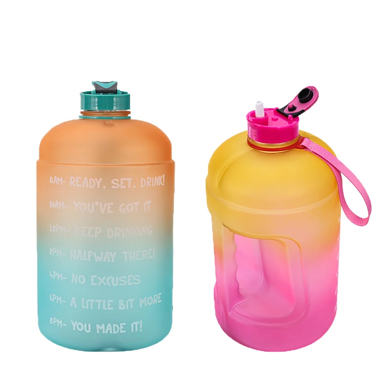 

hot 3.78L Large Capacity motivational Water Bottle PETG Plastic Time Marker Fitness for Outdoor sport GYM custom packing logo, Customized color