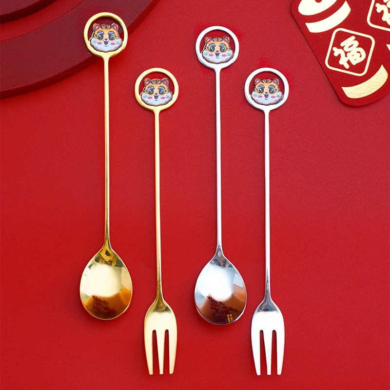 

New Design Shape Small Tiger Coffee Spoon Small Tea Spoon 304 Stainless Steel for Wedding Favors Laser Bag Custom Metal Logo