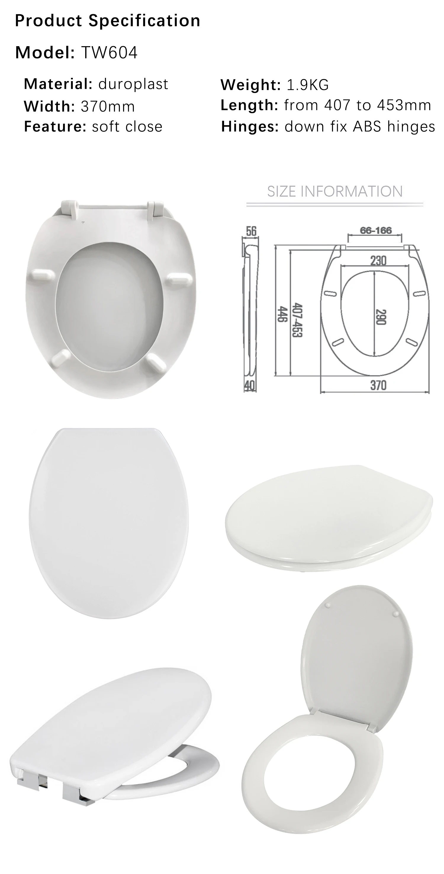 Toilet Cover Sanitary Toilet Seat Scale Uf Duroplast Round Abs Hinges