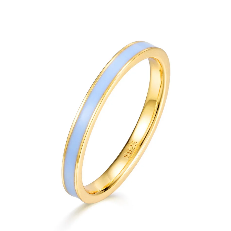 

Classic gold plated 925 silver violet blue full enamel stacking band ring