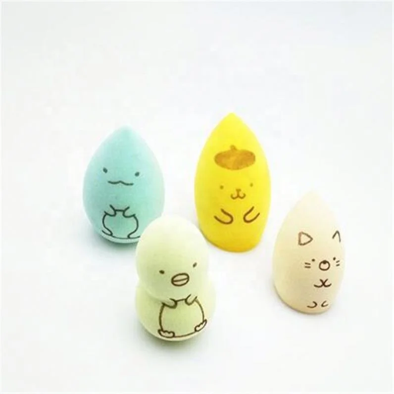 

Non-latex Printed Teardrop Gourd Beveled Makeup Sponge in Stock, Green/blue/yellow/beige