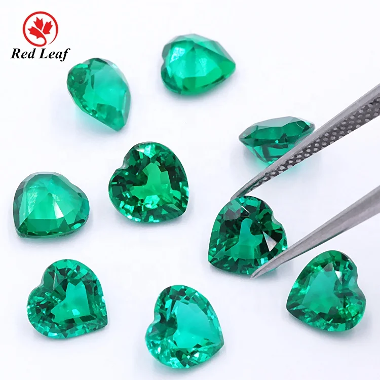

Redleaf Jewelry price per carat gemstone stone synthetic hydrothermal heart shape loose colombian emerald