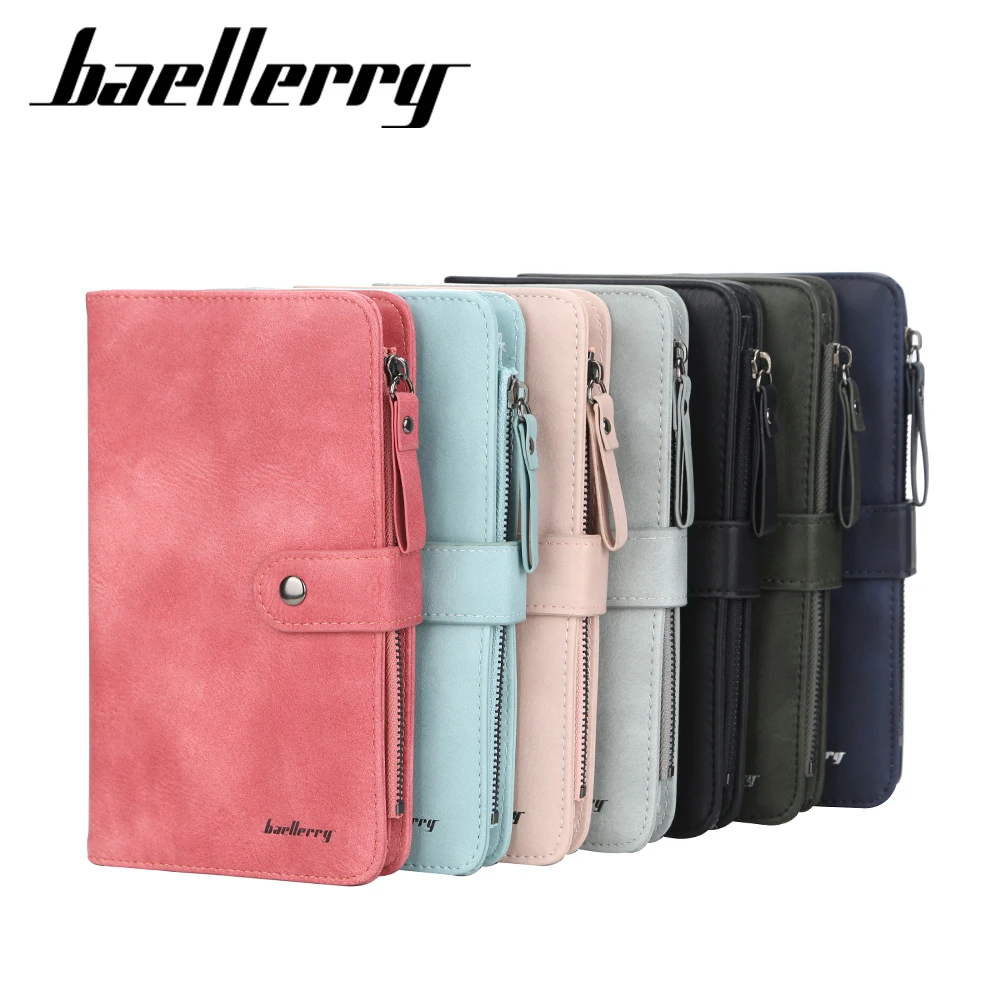 

2021 Baellerry Ladies Travel Purse Zip Around Clutch Wallets Wristlet Fashion PU Leather Women Long Wallet