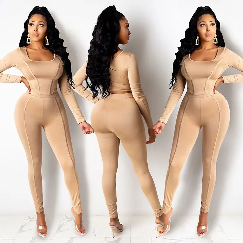 

Hot selling Long Sleeve Workout Joggers Women 2 Piece Jogger Sets Ladies Streetwear Sexy Summer Outfits For Woman 2021