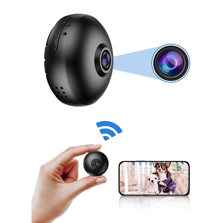 

Micro HD 1080p wireless recorder raudio video smallest home security cctv wifi spy mini hidden phone IP surveillance camera, Black