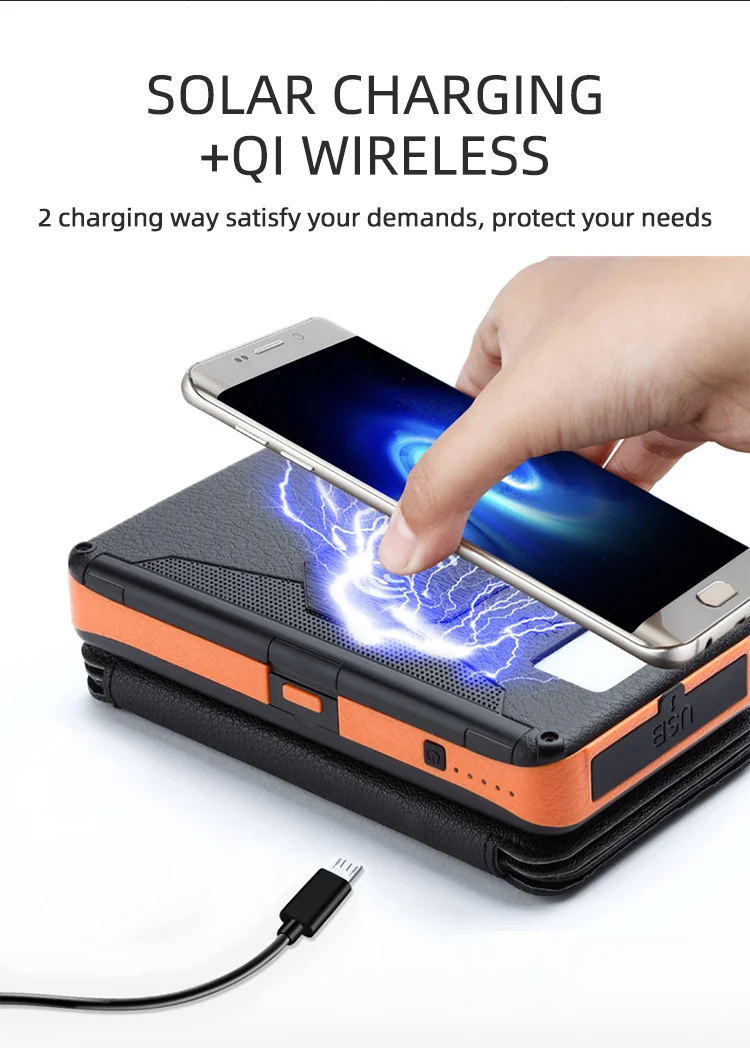 OEM Flashlight Solar Charger Portable QC3.0 PD Type C Fast 4 USB 10000mAh 20000mAh Power Bank for Outdoors Camping - ANKUX.COM