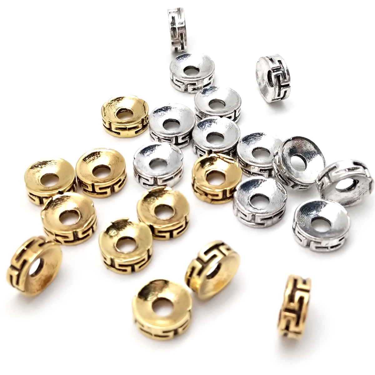 

3x7mm 30pcs Zinc Alloy Metal Spacer Beads Charms Pendant For Making Bracelet Necklace Jewelry Findings Making DIY, Gold/silver