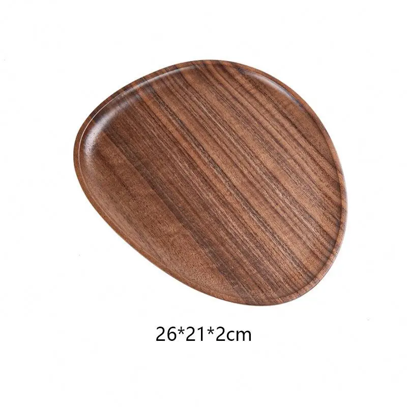

Natural Wood Grain Plate Black Walnut Cheese Plates Coffee Tea Serving Tray Fruit Platters Party Dinner Plates, Wood color