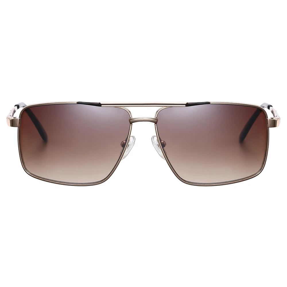 

Custom logo double bridge designer mens metal sunglasses polarized