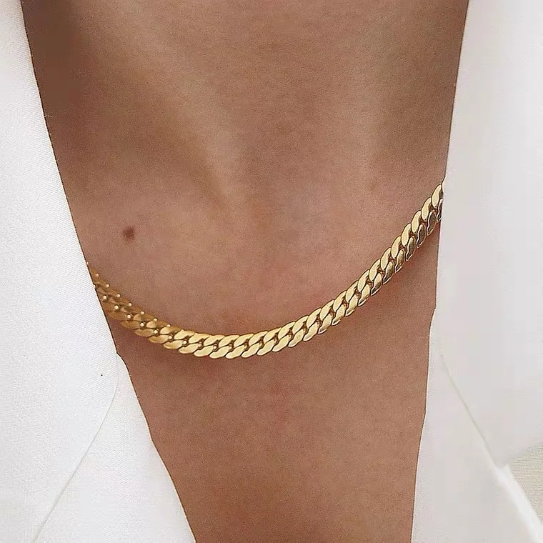 

Trendy Stainless Steel Snake Chain Choker Necklace Tarnish Free Jewelry