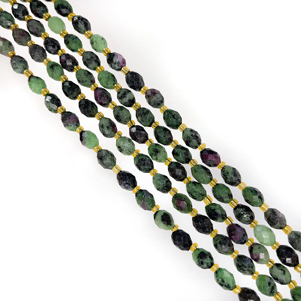 6X8mm Natural Ruby Zoisite Labradorite Egg Shape Faceted Loose Beads Natural Gemstone Jewelry Making