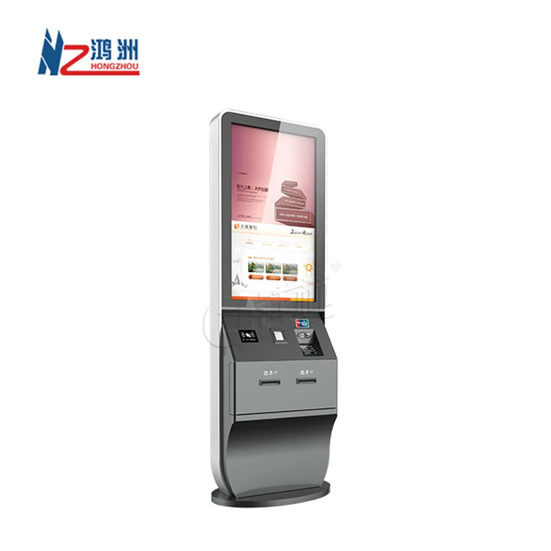 HD dual screen lobby bill payment kiosk  with scanner for restaurant