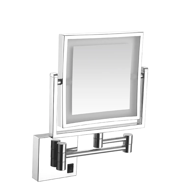 

square bathroom hotel expand LED cosmetic mirror, Silvery, brushed nickel, rose-gold, gold
