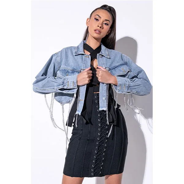 

2021 Lapel Long Sleeve Short Tunic Designer Coats Female Fashion 2021 Autumn Fashion Clothes Denim jacket New