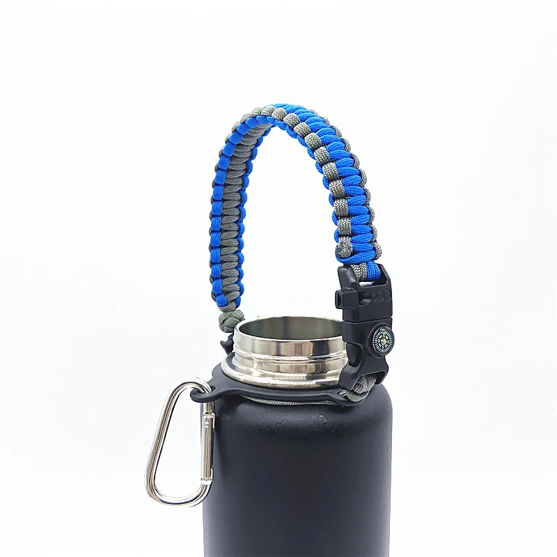 

Free shipping hiking outdoor survival bottle holder 550 paracord handmade bottle handle, Different color is available