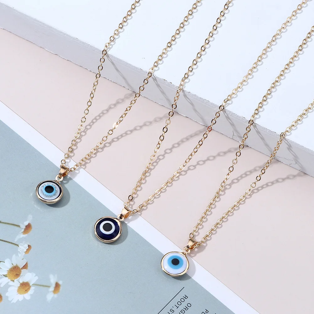 

Fashion New Style Simple Design Evil Eye Blue Eyes Long Pendant Jewelry Necklace, 6 colors