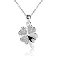 

2020 zircon korea cute bling 925 sterling silver personalized pendant four leaf clover jewelry necklace for women