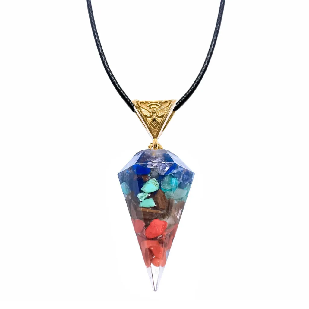 

Wholesale Natural Stone Crafts Personality Seven Chakra Crystal Rough Stone Jewelry Pendant Yoga Healing Crystal Necklace, Picture shows