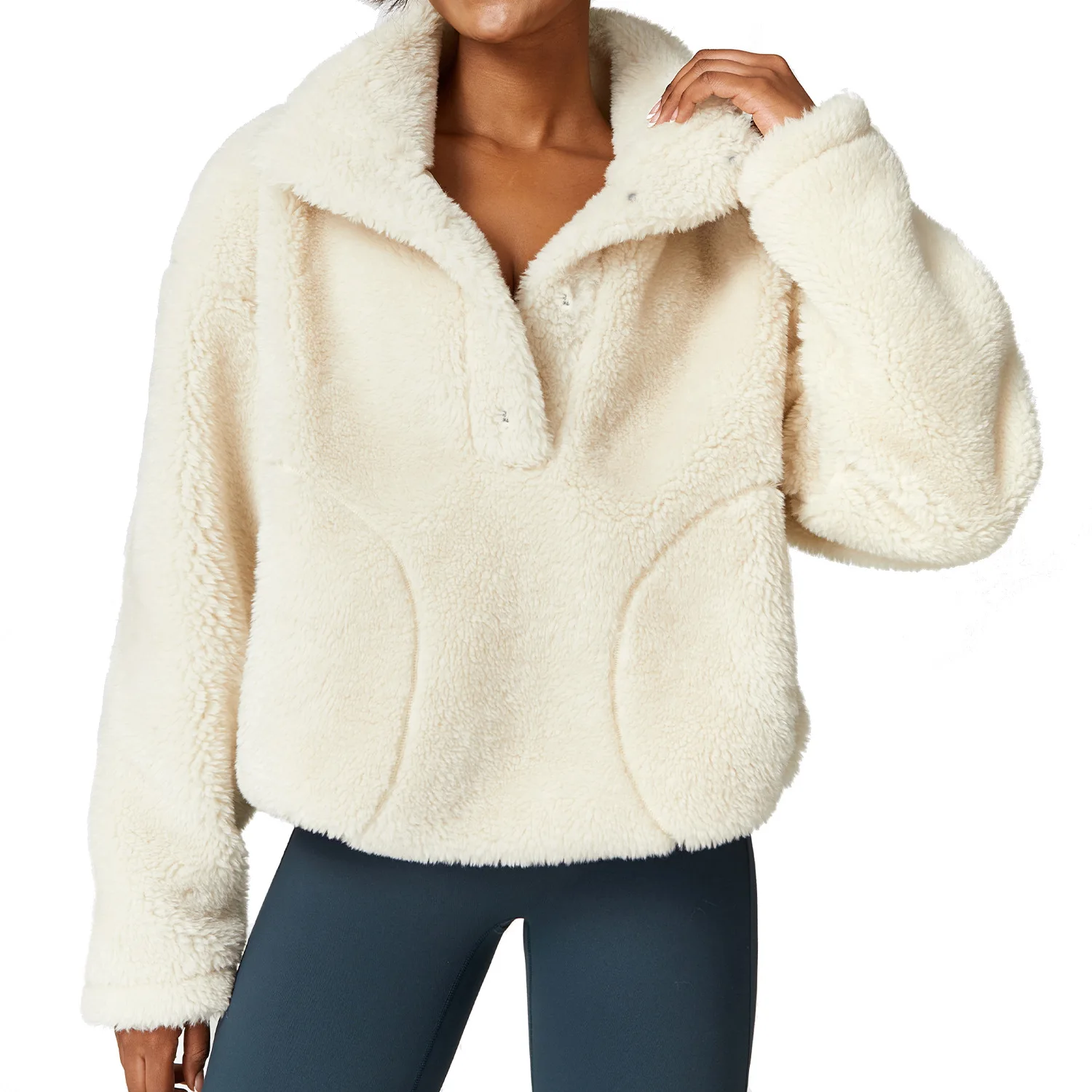 

New Women Activewear Warm Winter Gym Outfit Coat Sports Crop Fleece Workout Yoga Jacket