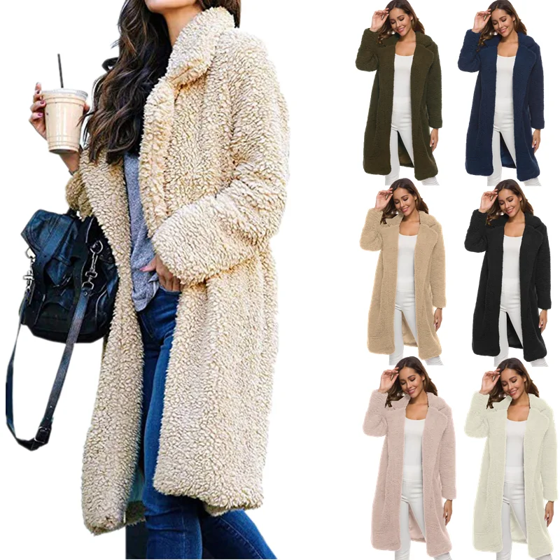 

2021 Autumn Long Winter Coat Woman Faux Fur Coat Women Warm Ladies Fur Teddy Jacket Female Plush Teddy Coat Plus Size Outwear
