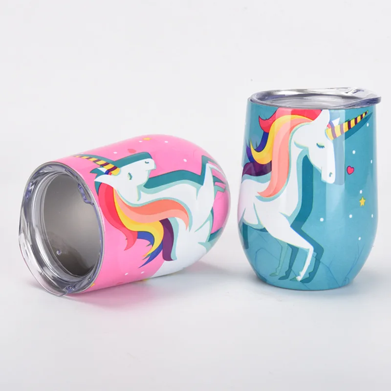 

Feiyou custom 12 oz coffee Double Wall glitter 304 stainless steel Vacuum Insulated mug Stemless unicorn tumbler, As picture /customized color