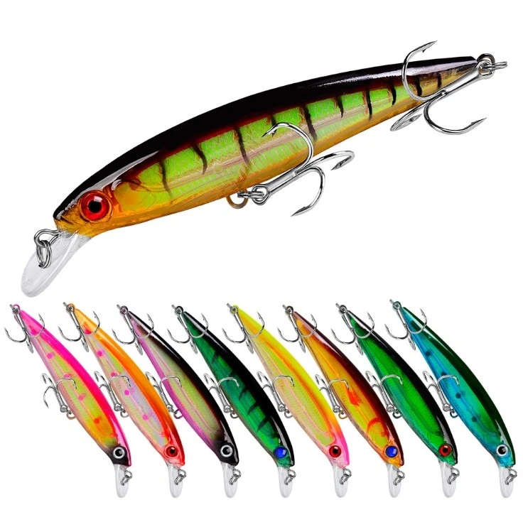 

110mm/13.4g 10 Colors Floating Minnow Lures ABS Plastic With 4#Treble Hook Artificial hard Fishing Bait