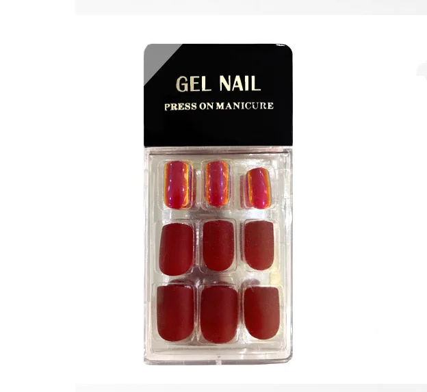 

Matte designed false nails trendy press on nails nail press on short