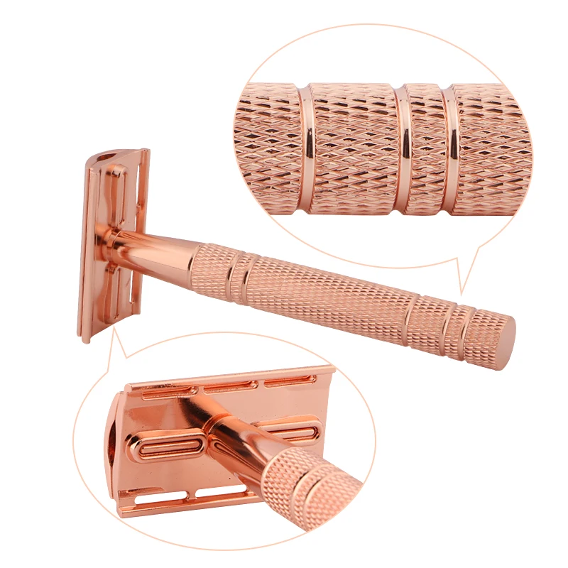 

D653 customised packaging rose gold and black metal razor zero waste wet shaver safety razor