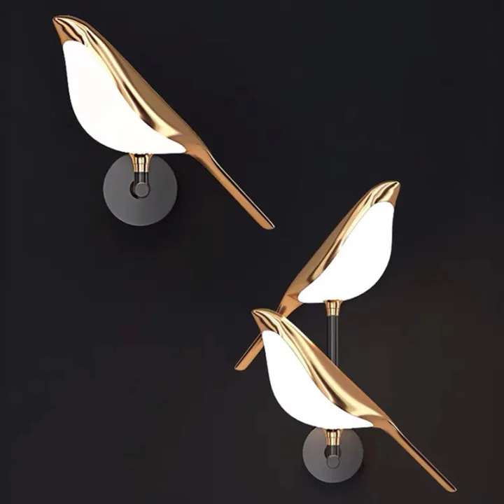 

Sparrow Call Double LED Wall Light for Rooms | Light & Living Postmodern Wall Lamps Gold Plating Bird Hallway Stairs Sconce