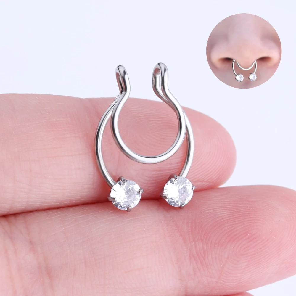 

Fake Septum Piercing Zirconia Nose Hoop Faux Non-Piercing Nose Rings