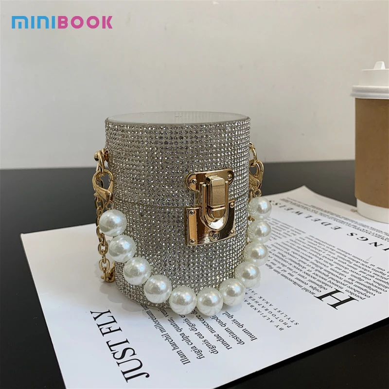 

Minibook Fashion Clutch Bags Rhinestone Women Wedding Purse Pearl Evening Bags Purse Handbag