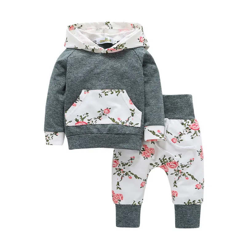 

Kids clothing sets baby clothes baby girl outfit sets floral two - piece set
