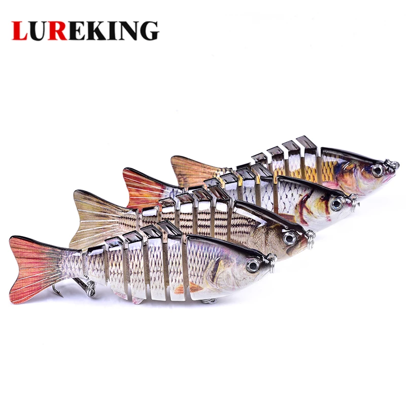 

Amazon Hot sale 7 Segments Multi- jointed Swimbait , 100mm/4 inch 15g Hard Artificial Fishing Lure With Strong Treble Hooks, 5 colors