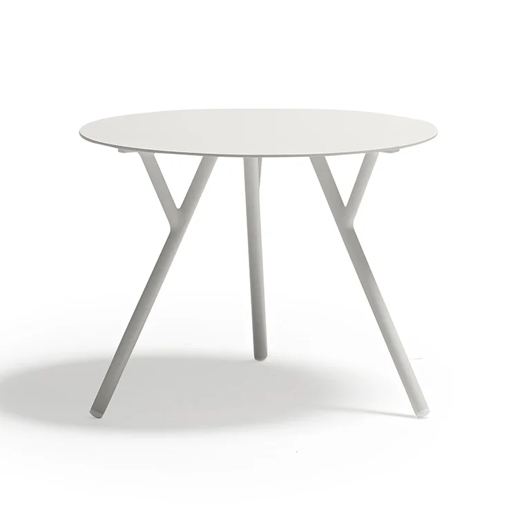 Couture Jardin Club Modern Aluminum Round Small Side Table Indoor And