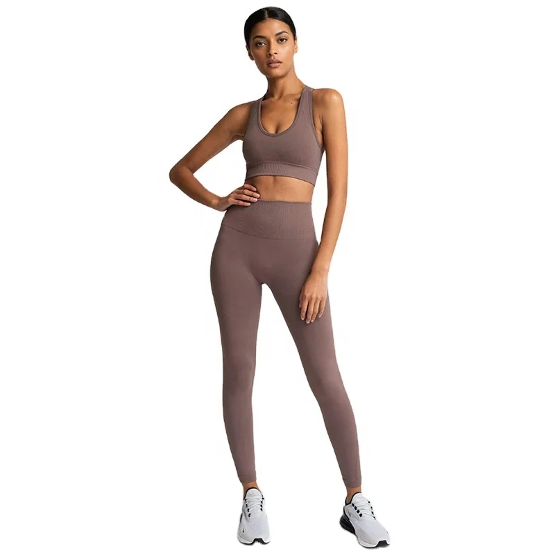 

European and American ladies yoga color exercise running outfit beauty back nude feel hip lift quick-drying workout clothes