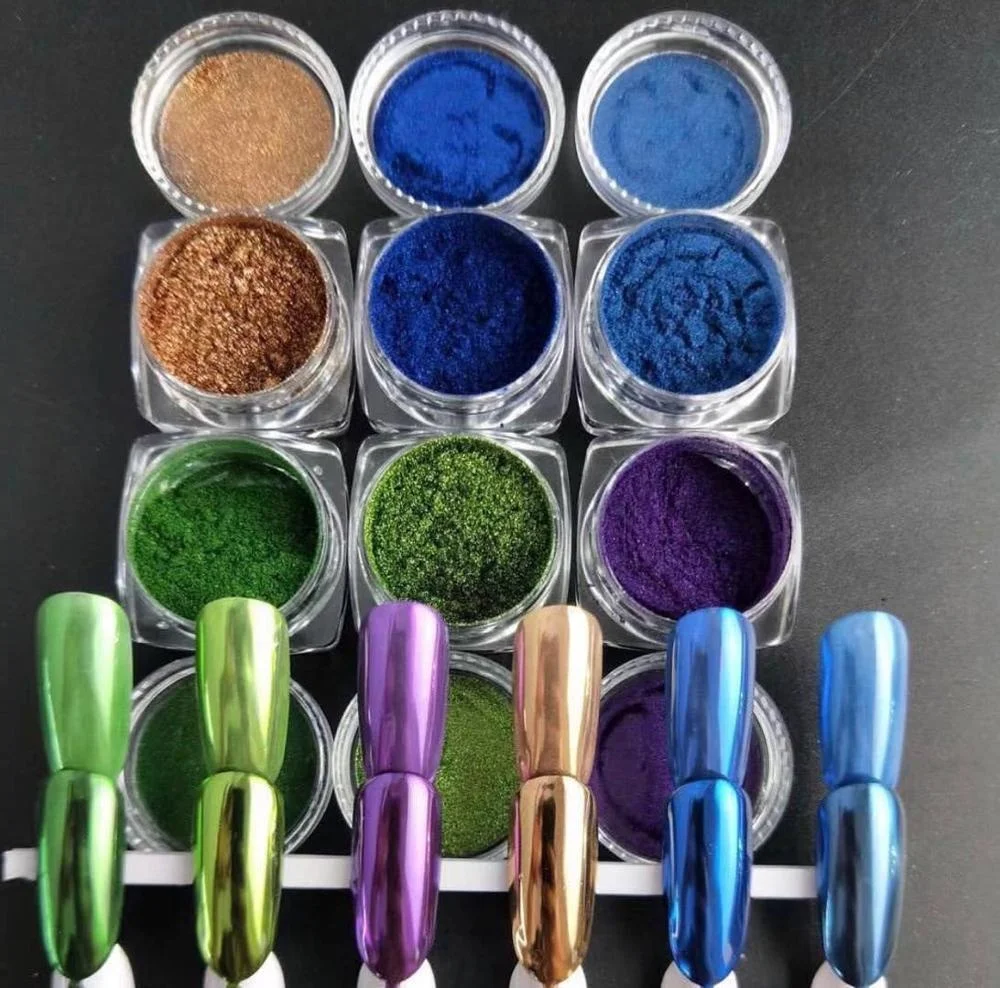 

Hot selling 12 popular colors acrylic nail art decorations chameleon designs laser glitter powder, 20 colors